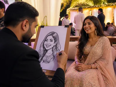 Caricature Artist wedding service visual — Delhi Caricature Artist wedding service visual