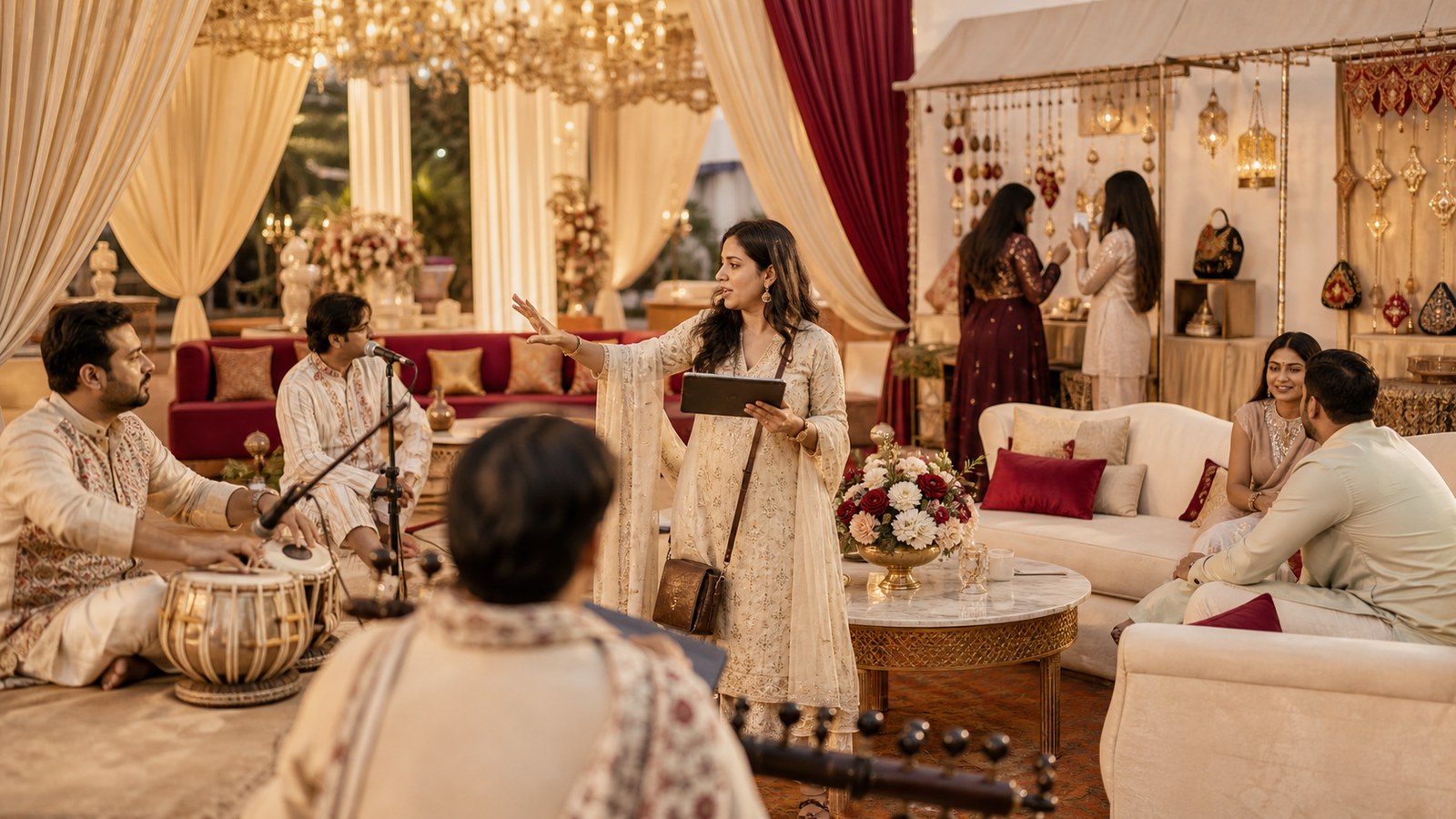 Wedding planning consultation with an elegant Indian wedding planning board in Delhi NCR
