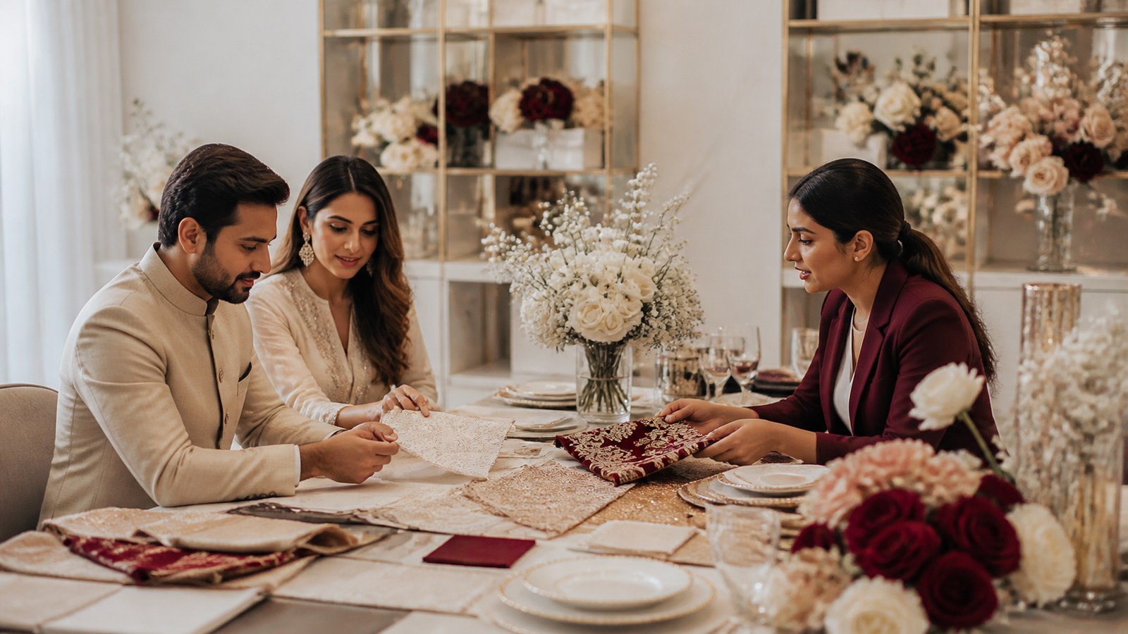 Wedding planning consultation with an elegant Indian wedding planning board in Delhi NCR Wedding planning consultation with an elegant Indian wedding planning board in Delhi NCR