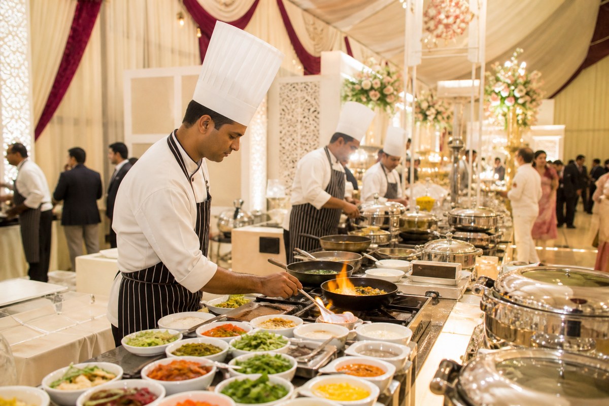Wedding Catering & Food — multi-cuisine catering planning visual