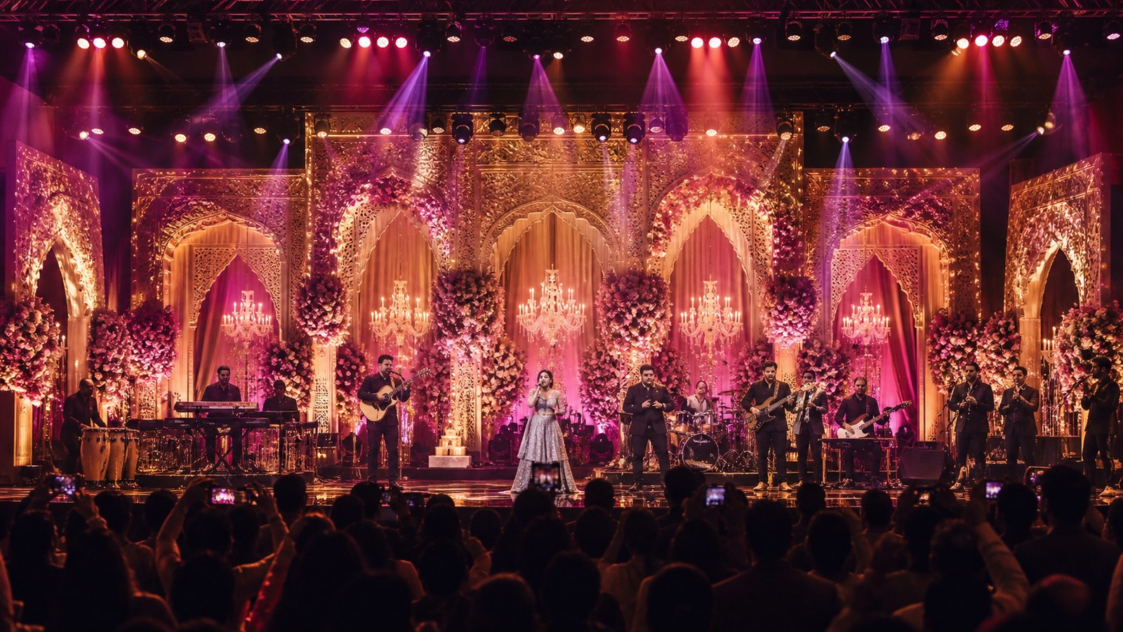Wedding entertainment stage with live performers in Delhi NCR