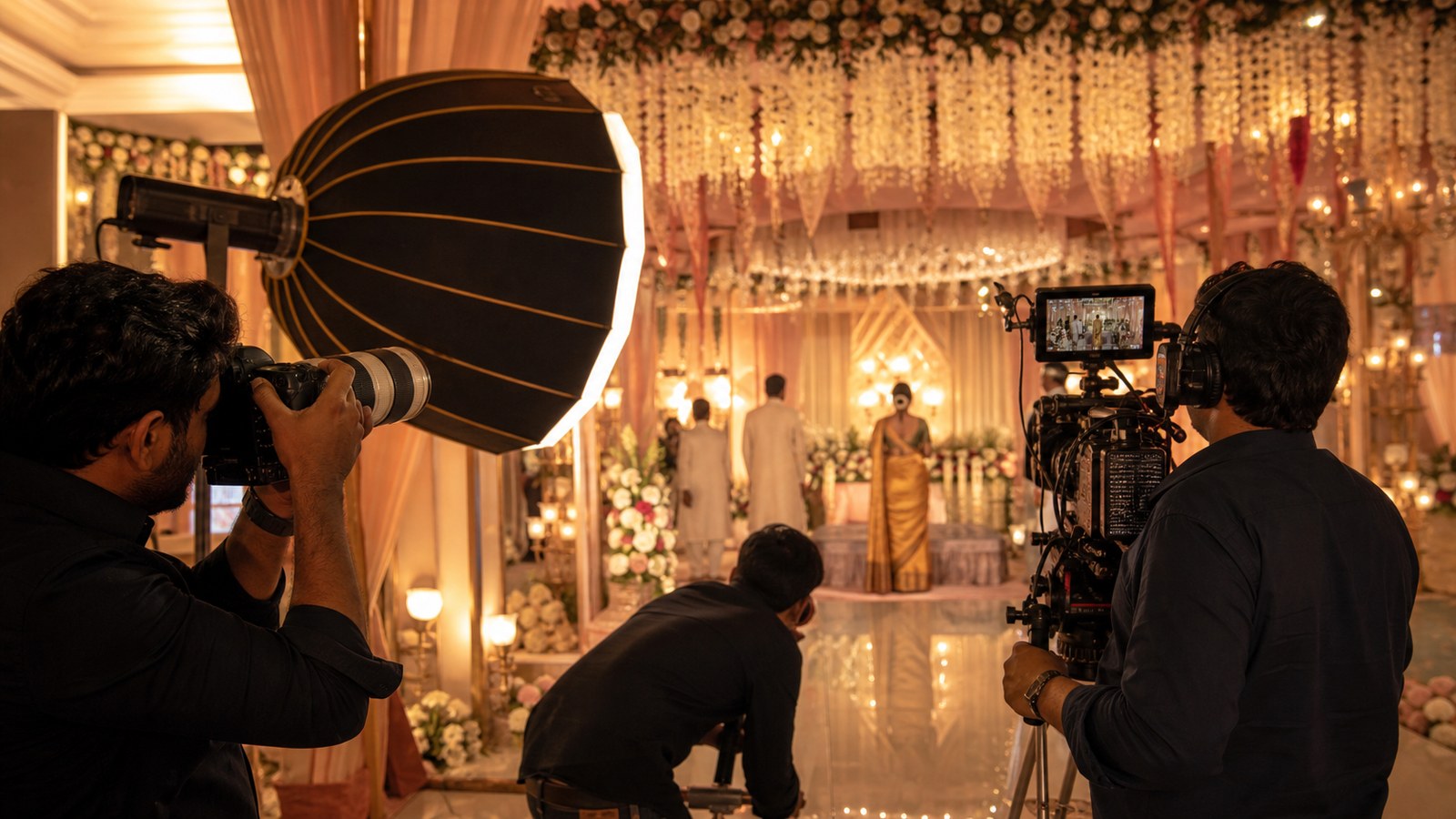 Wedding photography and cinematography team at work in Delhi NCR