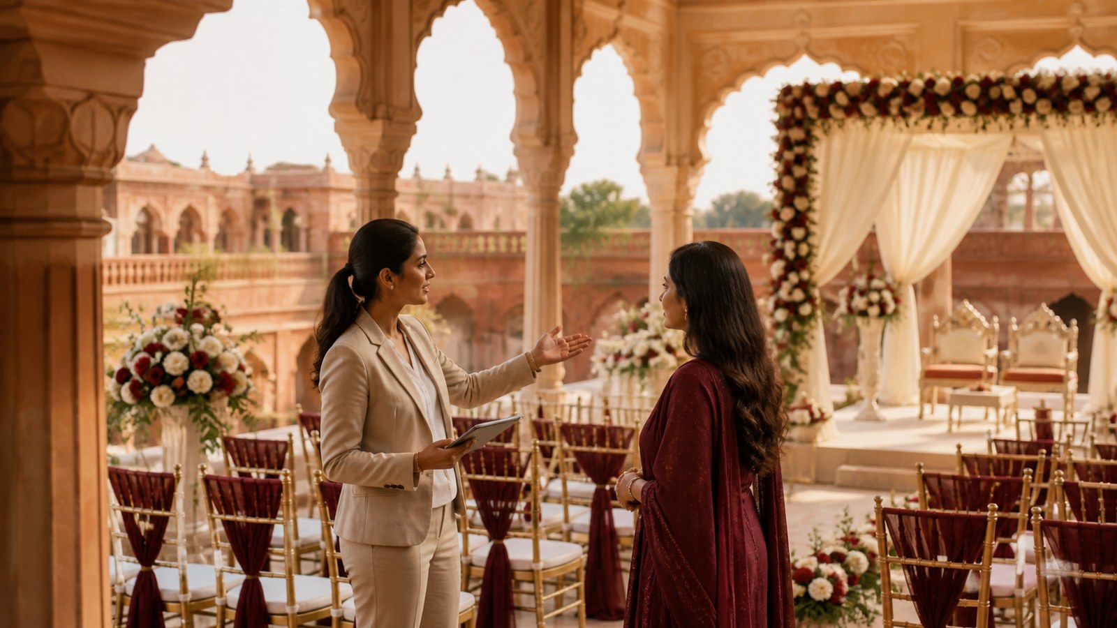 Wedding planning consultation with an elegant Indian wedding planning board for Delhi Wedding planning consultation with an elegant Indian wedding planning board for Delhi